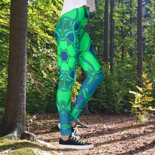 Leggings Personalizado Mandala Flor Verde y Azul
