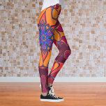 Leggings Personalizado Mandala Naranja de flores morado y a<br><div class="desc">El diseño de esta flor de Mandala es muy original y tiene un estilo personalizado,  naranja,  morado y azul. Imágenes geométricas triples para el hippie moderno o el amante de los colores vibrantes!</div>