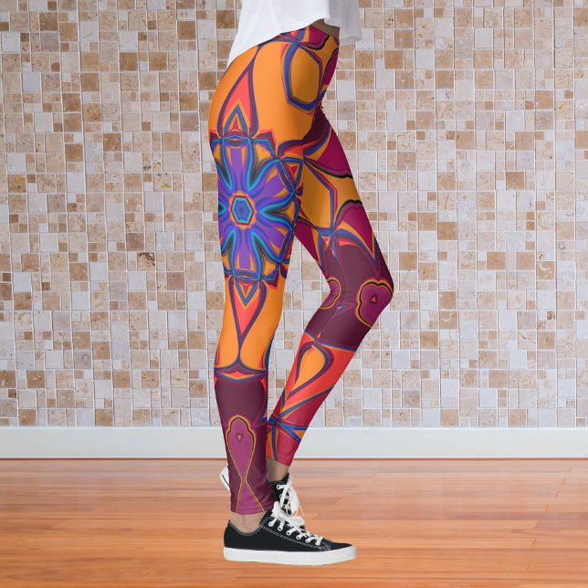 Leggings Personalizado Mandala Naranja de flores morado y a (Subido por el creador)
