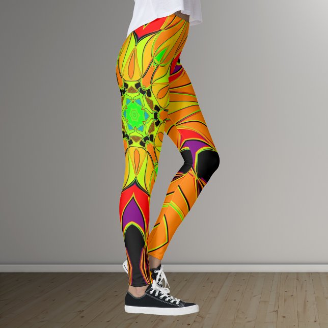Leggings Personalizado Mandala Naranja de flores verde y ro (Subido por el creador)