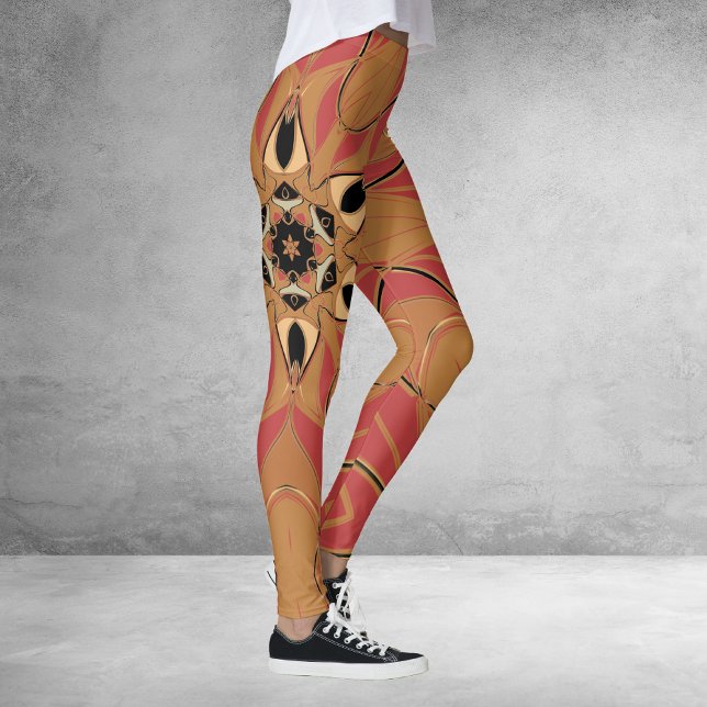 Leggings Personalizado Mandala Naranja de flores y rosa (Subido por el creador)
