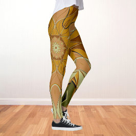 Leggings Personalizado Mandala Naranja de flores y verde