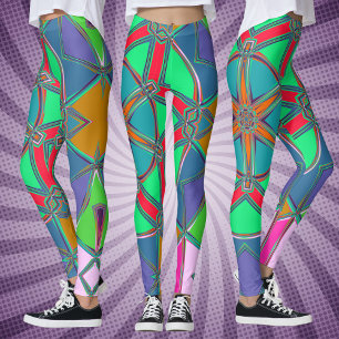 Leggings Personalizado Mandala Verde Rojo y Azul