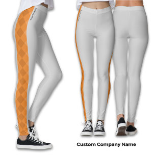 Leggings Personalizado Nombre Compañía Naranja Acentos Gris