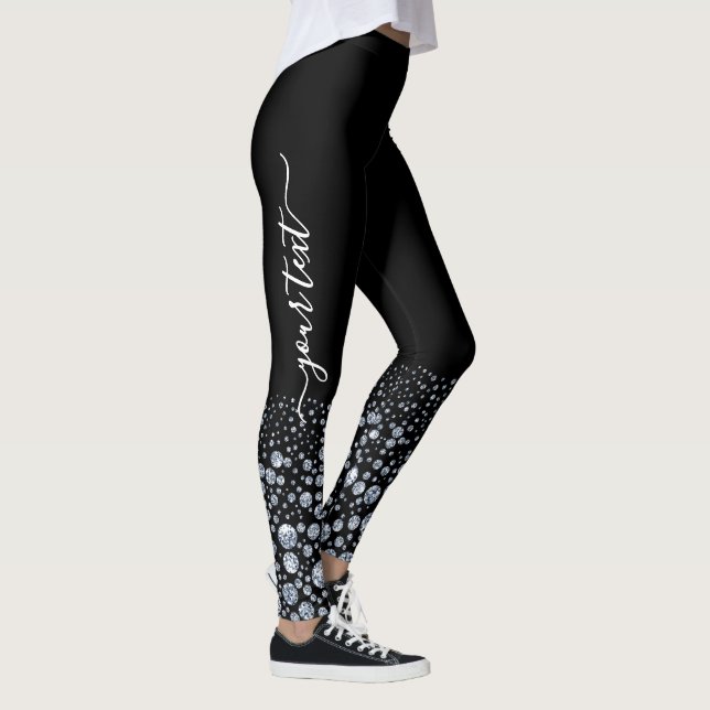 Leggings Personalizado Purpurina de diamantes plateado diam (Derecha)