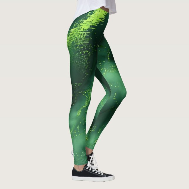 Leggings Personalizado Resumen Patrón de mosaico verde (Derecha)