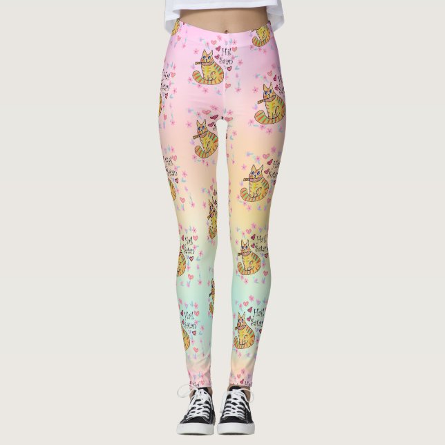 Leggings Personalizado sarcástico y escueto kitty hail Sata (Anverso)