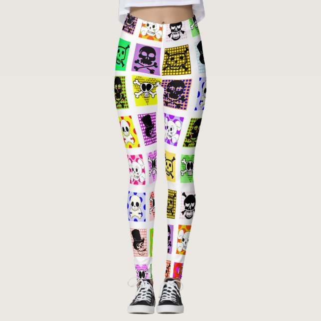 Leggings Personalizado Skulls Polka hace Día de la Muerta P (Anverso)