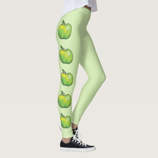 Leggings Personalizado Verde Frutas De Manzana En Verde Cla (Derecha)