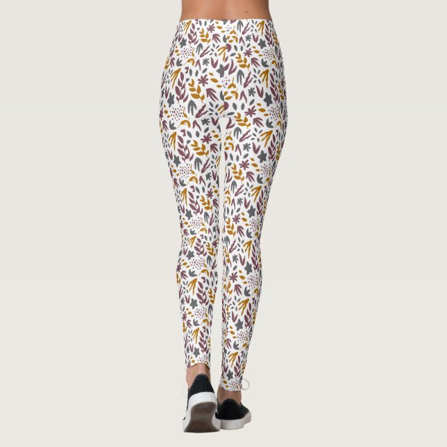 Leggings Personalizar de patrón botánico (Reverso)