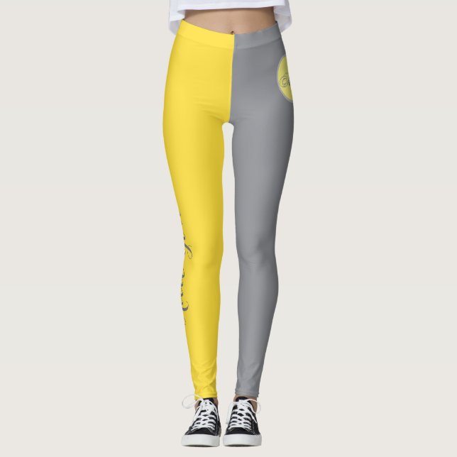 Leggings Personalizar Gris Amarillo Claro Y Suave (Anverso)