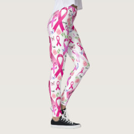 Leggings Personalizar Palabras Nombre Cinta Rosa Cáncer de
