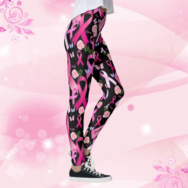 Leggings Personalizar Palabras Nombre Cinta Rosa Cáncer de  (Subido por el creador)