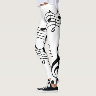 Leggings Personalizar Simple Black White Music Notes