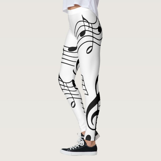 Leggings Personalizar Simple Black White Music Notes (Izquierda)