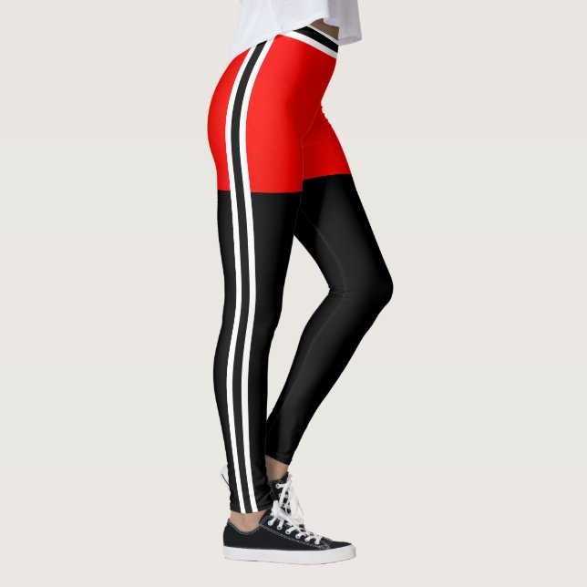 Leggings Personalize Christmas Red White Black Stripes Gift (Derecha)