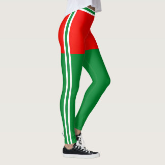 Leggings Personalize Christmas Red White Green Stripes Gift
