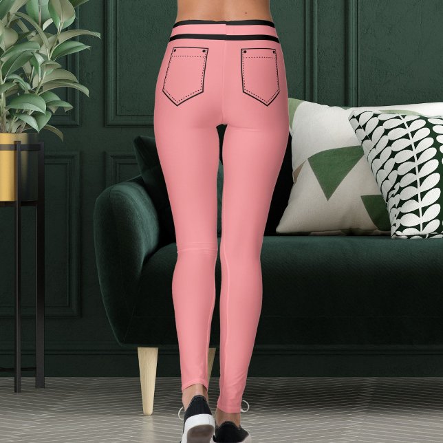 Leggings Personalize Name Light Red Black Stripes Fun Gift (Subido por el creador)