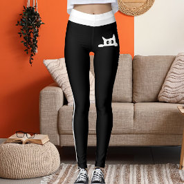 Leggings Personalized Animal Pet Cat Black White Stripes