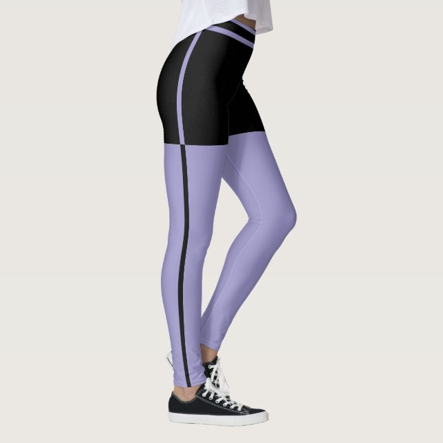 Leggings Personalized Black And Pale Purple Stripes Gift (Derecha)