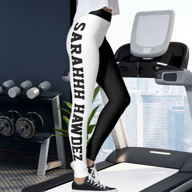 Leggings Personalized Black And White Stripes Yoga Fun Gift (Subido por el creador)