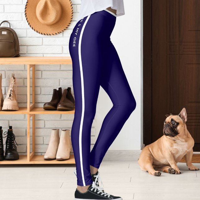 Leggings Personalized Cat Pet Dark Blue White Stripes Gift (Subido por el creador)