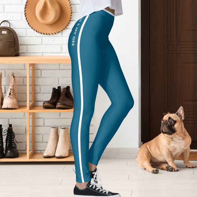 Leggings Personalized Cat Pet Ocean Blue White Stripes Gift (Subido por el creador)