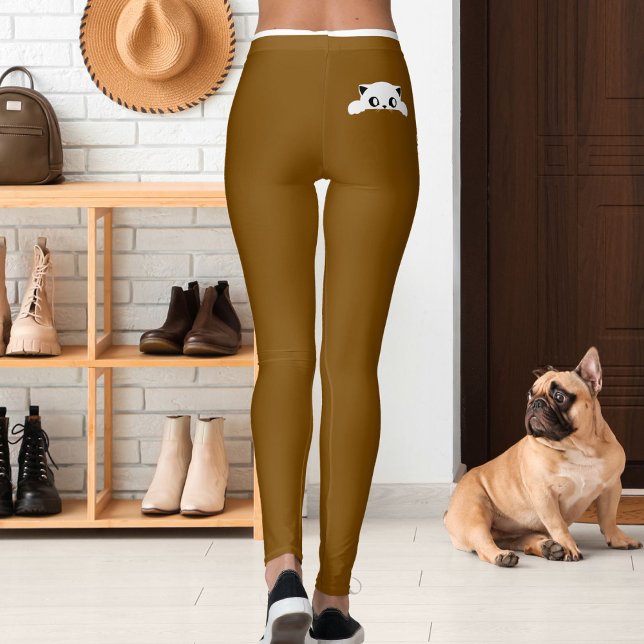 Leggings Personalized Cute Cat Pet Brown White Stripes Gift (Subido por el creador)