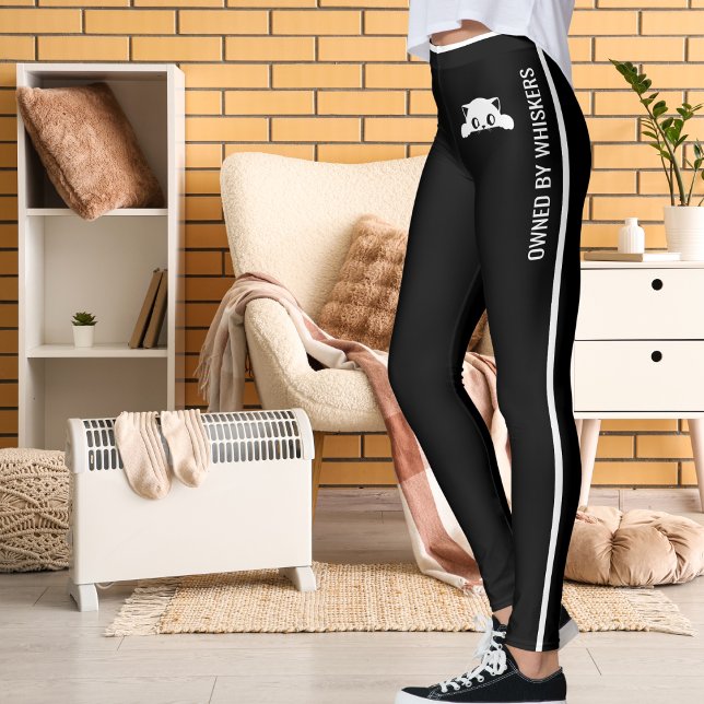 Leggings Personalized Funny Cats Pets Black White Stripes (Subido por el creador)