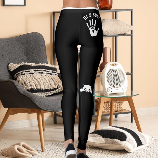 Leggings Personalized Hand Cat Pet Black White Stripes Gift (Subido por el creador)