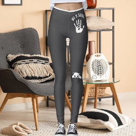 Leggings Personalized Hand Cat Pet Grey White Stripes Gift