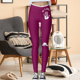 Leggings Personalized Hand Cat Pet Wine White Stripes Gift