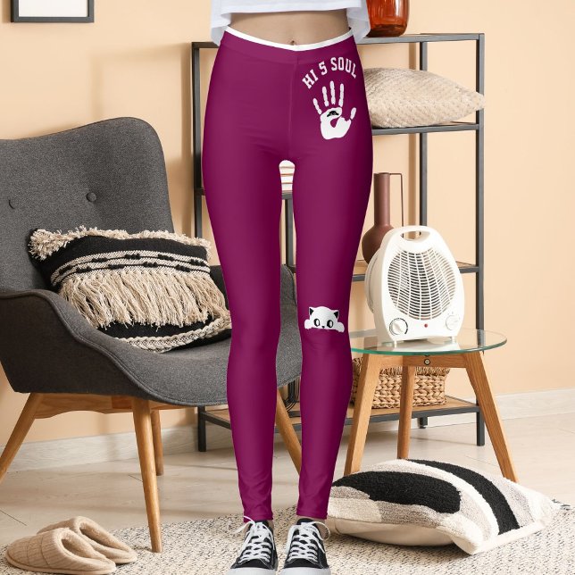 Leggings Personalized Hand Cat Pet Wine White Stripes Gift (Subido por el creador)