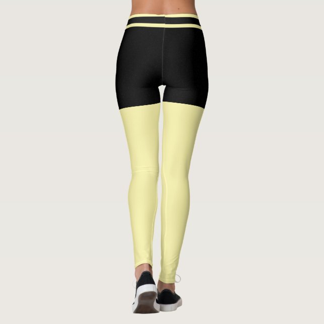 Leggings Personalized Modern Black And Cream Stripes Gift (Reverso)