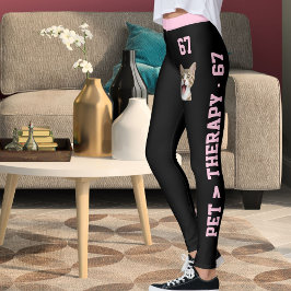 Leggings Personalized Modern Cat Mom Pink Black 67TH Womens