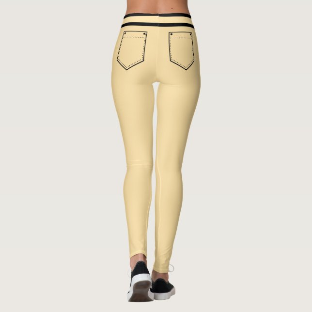 Leggings Personalized Name Beige And Black Stripes Fun Gift (Reverso)