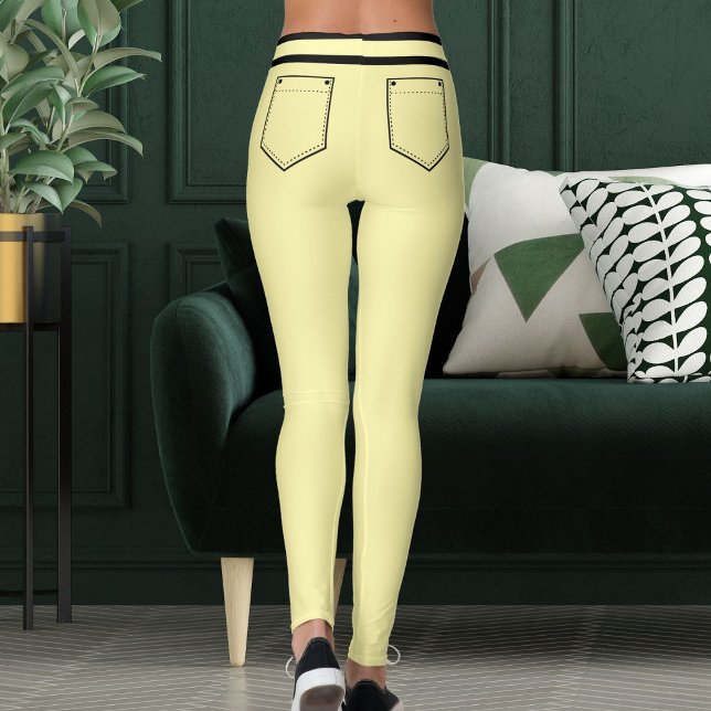 Leggings Personalized Name Cream And Black Stripes Fun Gift (Subido por el creador)