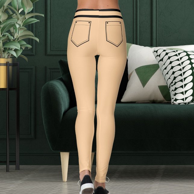 Leggings Personalized Name Peach And Black Stripes Fun Gift (Subido por el creador)