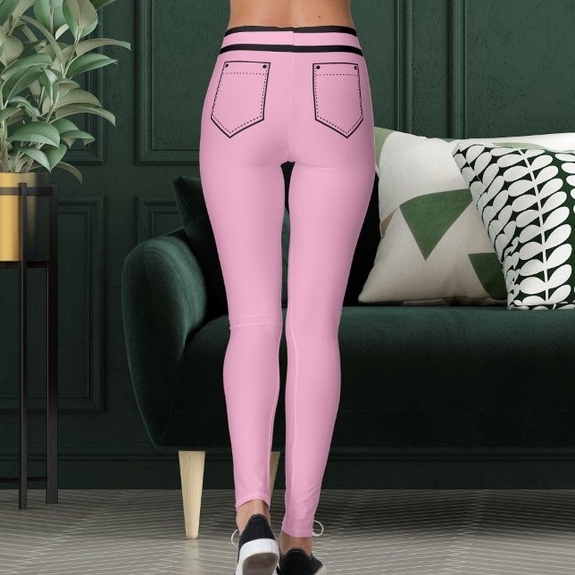 Leggings Personalized Name Pink And Black Stripes Fun Gift (Subido por el creador)