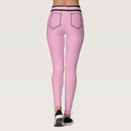 Leggings Personalized Name Pink And Black Stripes Fun Gift