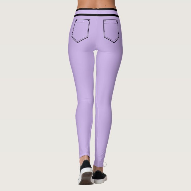 Leggings Personalized Name Purple Black Stripes Fun Gift (Reverso)