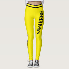 Leggings Personalized Name Yellow Black Stripes Fun Gift