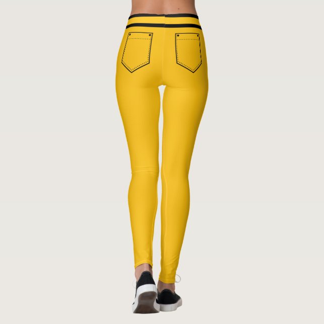 Leggings Personalized Name Yellow Orange Black Stripes Gift (Reverso)