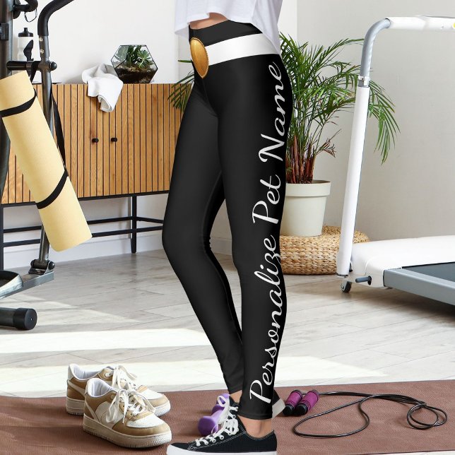 Leggings Personalized Pet Lover Script Text Black And White (Subido por el creador)