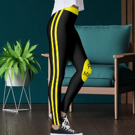 Leggings Personalized Pet Mama Yellow Black Stripes Stylish
