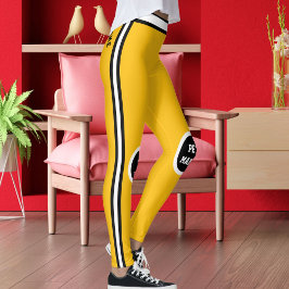 Leggings Personalized Pet Mama Yellow Black White Striped