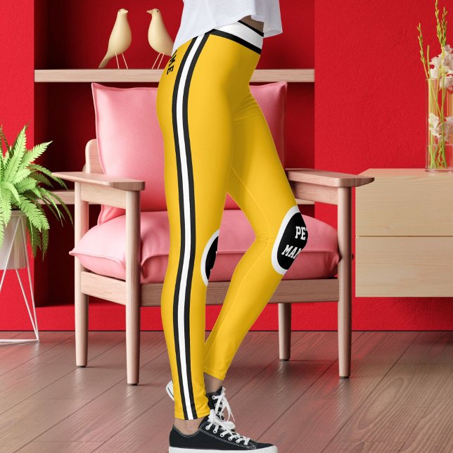 Leggings Personalized Pet Mama Yellow Black White Striped (Subido por el creador)