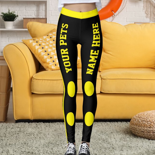 Leggings Personalized Pet Mom Stylish Yellow Black Stripes (Subido por el creador)