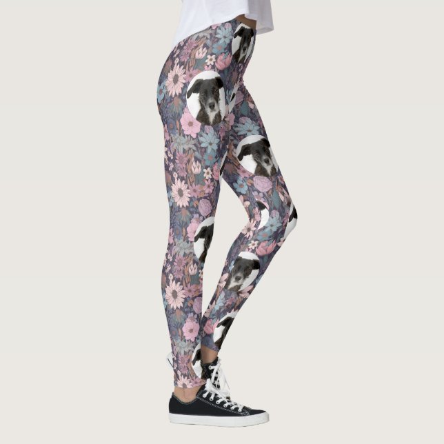 Leggings Personalized Pet Pastel Flowers Pattern (Derecha)
