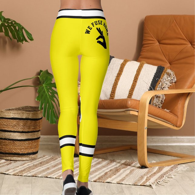 Leggings Personalized Yellow Black White Pet Mama Stripes (Subido por el creador)
